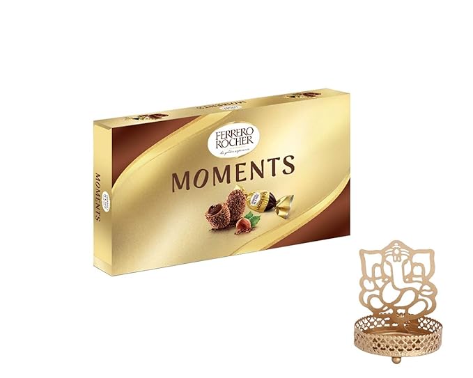 Vending India X Ferrero Rocher Moments, 12 Pralines - Festive Gift Combo with a Choice of Shadow Diya (Ganesha Shadow Diya)