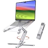 OMOTON Foldable 360 Rotating Laptop Stand for Desk, Adjustable Computer Stand Riser for Collaborative Work, Easy Storage Alum