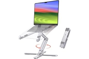 OMOTON 360° Rotating Laptop Stand Riser for Desk, Ergonomic Foldable Computer Stand Adjustable Height Angles for Collaborative Work, Easy Storage Fit Macbooks,All Laptops up to 16 inches, Silver
