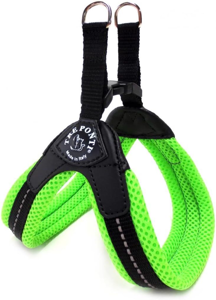 TRE PONTI Easy Fit Mesh Fix Neon Dog Harness, Size 1, Green