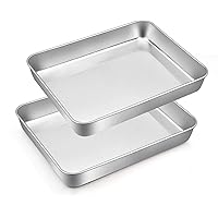 TeamFar Rectangular Cake Pan Set of 2, 9.3’’ x 7’’ x 2’’, Small Stainless Steel Lasagna Cake Brownie Baking Roasting Pan…