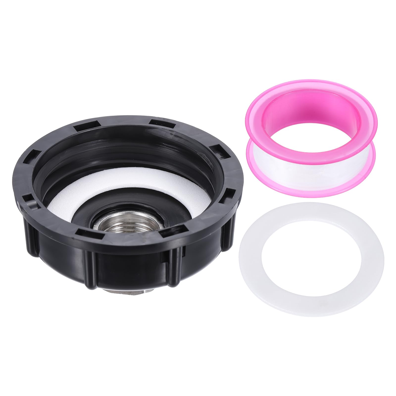 PATIKIL IBC Tote Adapter, 3/4" Female Thread to S60x6 2" Coarse Female Thread, 275-330 Gallon Water Tank Drain Adapter Garden Water Hose Connector, Black