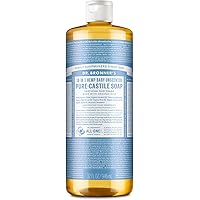Dr. Bronner's - Pure-Castile Liquid Soap (Baby Unscented, 32 ounce) - Made with Organic Oils, 18-in-1 Uses: Face, Hair, Laund
