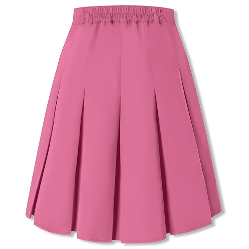 SANGTREE Girls Hot Pink Knee Length Pleated Skirt, Teen Pockets