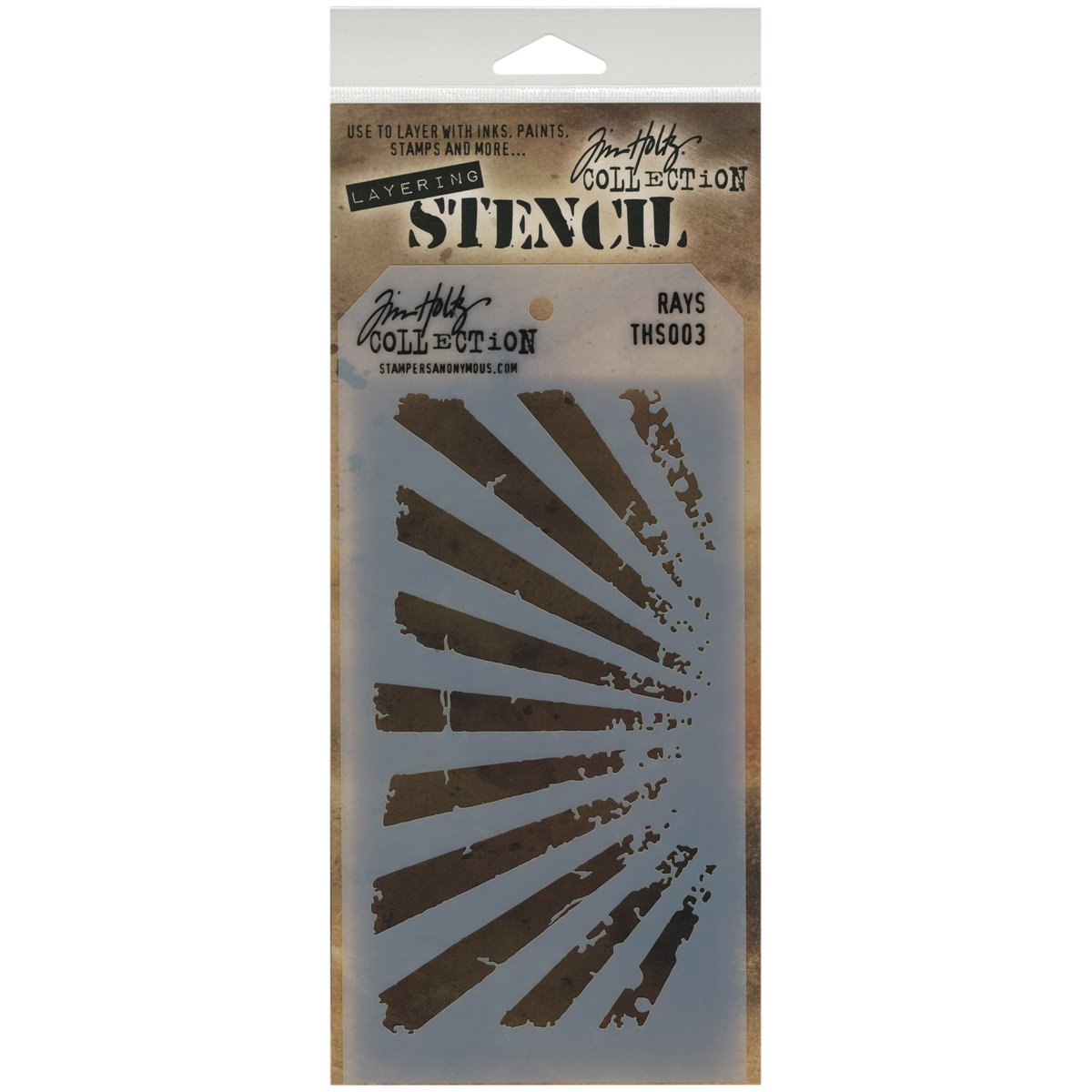 Stampers Anonymous THS-003 Plastic Tim Holtz Layered Stencil 4.125-inch x 8.5-inch, Rays , White