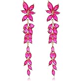 Fashion Rhinestone Statement Drop Dangle Earrings Dangling Sparkly Crystal Marquise Bridal Bridesmaid Wedding Earrings Long Chandelier Teardrop Earrings for Women Prom Party