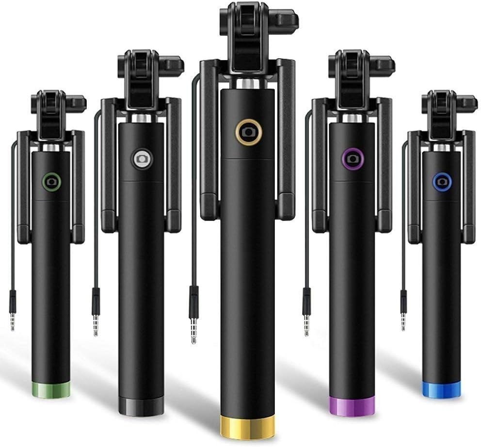 Drumstone Locust Series Pocket Sized Selfie Stick Monopod with AUX Selfi Stick Suitable with All Android or iPhone Devices (Color May Vary)
