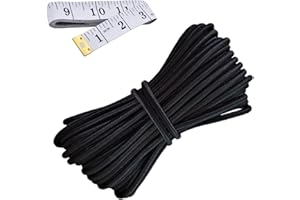HEMYLU Elastic Cord 1/8 Inch (3MM) x 33FT, Black Elastic String Bungee Shock Cord with Nylon Sleeve and Heavy Strength for Crafting DIY Sewing