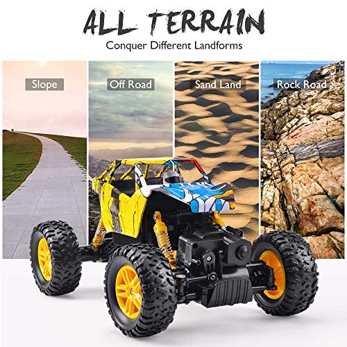 RC Car DOUBLE E 1/18 Remote Control Car 4WD Monster Truck 2.4Ghz with Two Rechargeable Batteries Dual Motors Unique Graffiti Off Road Rock Crawler