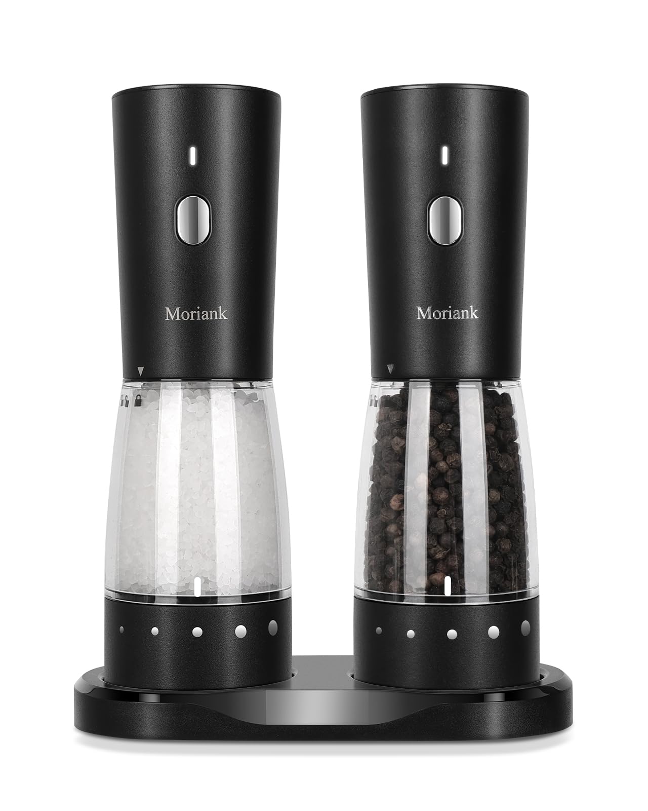 Electric Salt & Pepper Grinder Set - Rechargeable, Adjustable Coarseness, 5.3oz Capacity With Base