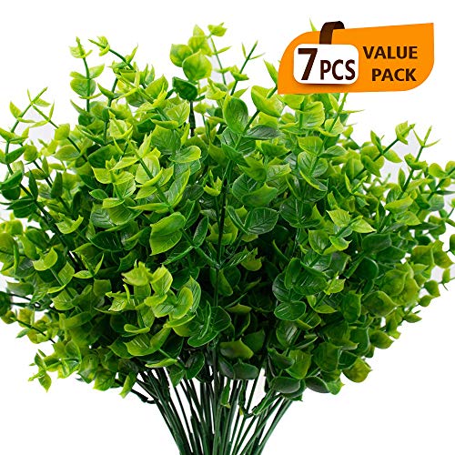 TEMCHY Artificial Boxwood Stems Faux Plants Shrubs (Pack of 7), Fake UV Resistant Greenery Foliage Spring for Farmhouse, Home, Garden, Office, Patio, Wedding and Indoor Outdoor Decor - Thumbnail 7