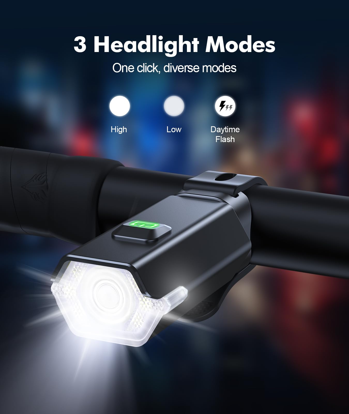 3+6 Modes Bike Lights for Night Riding with Side Light, Rechargeable & IP65 Waterproof Bicycle Light, Bike Headlight and Tail Light Set for Road/Mountain/Kids Bike Cycling Accessories