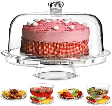 Amazon Lulaa ケーキドーム ケーキスタンド トレイ パンチボウル ケーキカバー サラダボウル チップ ディップサーバー プラスチック サービングスタンド ケーキスタンド オンライン通販