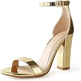 Ankis White Heels Wedding Shoes for Bride Women Chunky Heels Pearl High Heels Heeled Sandals 4 Inch