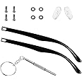 1 Pair Glasses Replacement Temple Black Eyeglasses Arms Legs Universal Glasses Repair Kit Eyeglasses Replacement Accessories DIY Temples With Screws Washers Screwdrivers Nose Pads for Glass Sunglasses