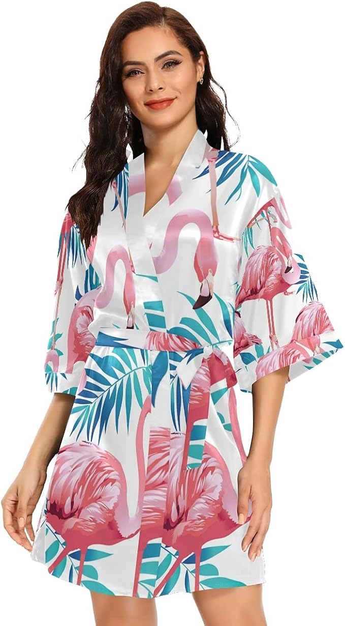 flamingo kimono robe