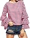StyleDome Bell Sleeve Tops Blouses for Women Ruffle Long Sleeve Round Neck Shirt 02 Red US 4