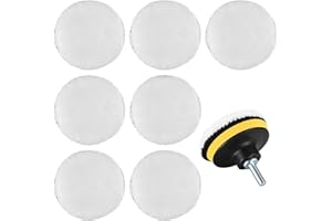 YOUYIDUN 7 Pcs Wool Polishing Buffing Pads, 4 Inch Car Polishing Buffing Wheel with Hook and Loop Back for Drill Buffer Attachment, Car Buffer Polisher Kit for Cars Polish, Waxing, & Compound Cutting