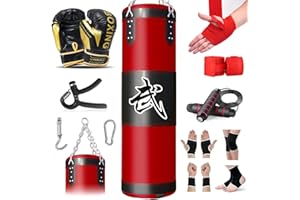 Vensmuste Punching Bag for Adults, 4FT Oxford Heavy Boxing Bag Set, Punching Bag with 12OZ Punching Gloves, Hand Wraps, Chains, etc. Suitable for MMA Karate Kickboxing Boxing - Unfilled
