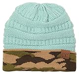 H-6020a-8006 Solid Ribbed Beanie - Camo Mint