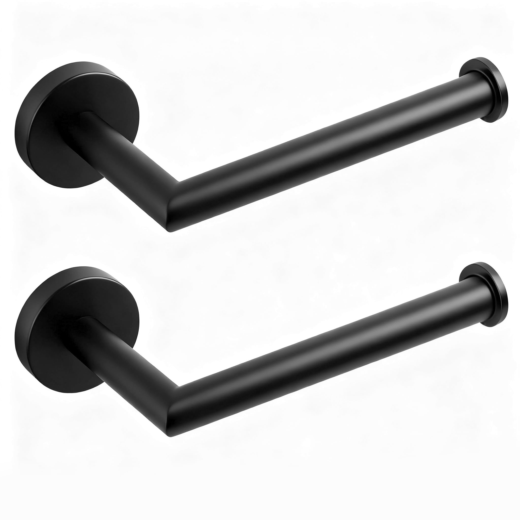 HITSLAM Black Toilet Roll Holder Wall Mounted SUS 304 Stainless Steel Matte Black Toilet Paper Holder Waterproof Rotateproof Loo Roll-Holder for Bathroom, 2 Pack
