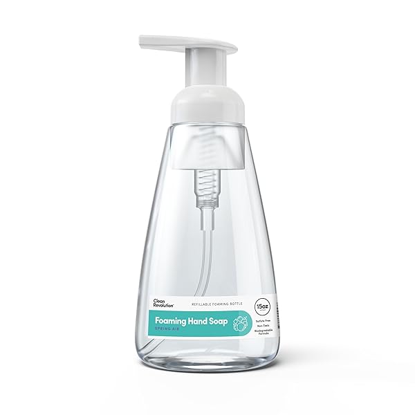 CLEAN REVOLUTION FOAMING HAND SOAP | GENTLE, MOISTURIZING | READY TO USE | REAL ESSENTIAL OILS | SPRING AIR | 15.25 FL OZ – MADE IN USA
