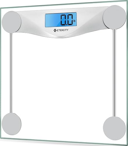 Etekcity Digital Body Weight Bathroom Scale, 6mm Tempered Glass, 400 lbs | Large Blue LCD Backlight Display, High Precision Measurements for Home Bathroom Use