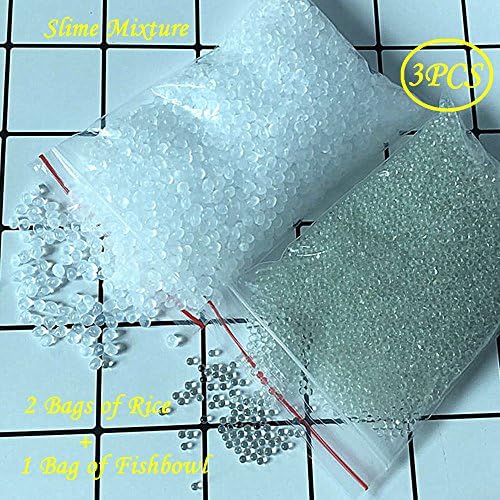 Fishbowl Beads and Rice Beads for Slime Clear Plastic Vase Filler Bead for Crunchy Homemade Slime Arts DIY Crafts 3 Bags in 2 Styles
