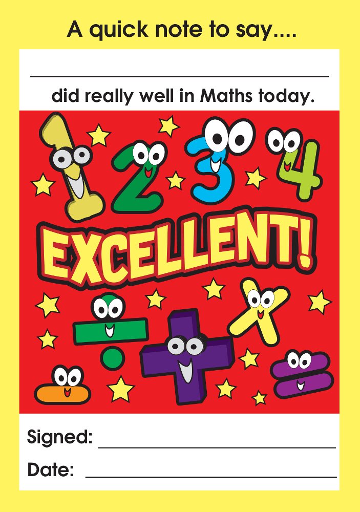 SuperStickers 'Excellent Maths' Teacher Reward Praise Note Pad