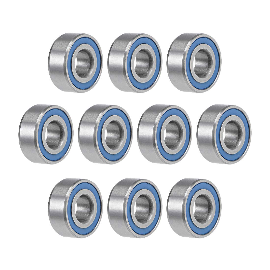 sourcing map MR104-2RS Deep Groove Ball Bearings 4mm Inner Dia 10mm OD 4mm Bore Double Sealed Chrome Steel Blue Seal Z2 10pcs