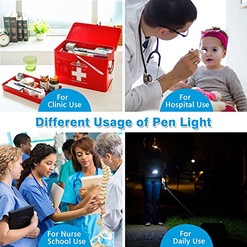 Premium Pen Lights for Nurses USB Rechargeable Nursing Penlight Flashlights 2 Pack White / Yellow Light for Medical Students Doctors Stainless Steel Body (2) - Thumbnail 5
