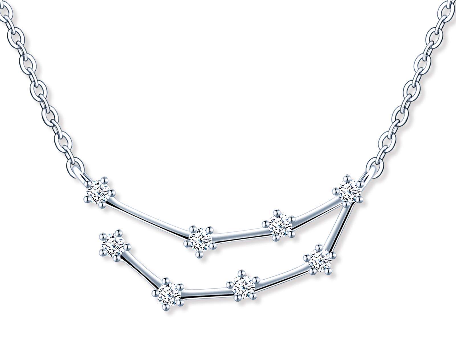 MicLee Women's girl's Necklace pendant, 925 Sterling Silver necklace, Twelve constellations zircon necklace, Constellations Guardian Choker, Capricorn necklace pendant, Inlaid zircon, silver
