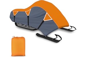 COVERVIN Snowmobile Cover,Snowmobile Accessories Universal Waterproof Storage Cover (Orange and Gray, XL(145 X 51 X 48 Inch))