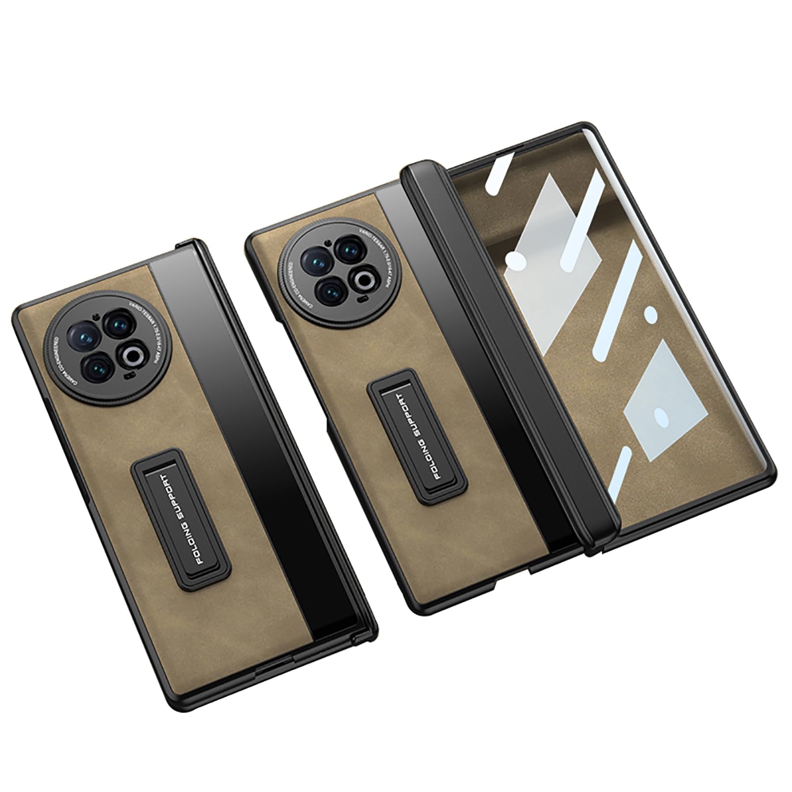 COQUE Holster for vivo X Fold 2 Leather Case with Screen Film,Magnetic Folding Hinge All Inclusive,Folding Phone Case for vivo X Fold 2-Brown