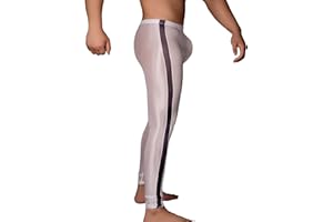 LiiYii Men's Glossy Sheer Skinny Pants Compression Tights See Through Leggings Smooth Bottom