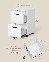 VASAGLE 2-Drawer Filing Cabinet Mobile File Cabinet White OFC040W46 view 3