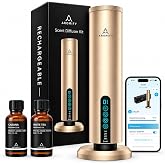 Breeze Waterless Diffuser, Cordless &amp; Rechargeable 2 Fragrance Oil, Gold | Cordless &amp; Rechargeable, Cabana &amp; White Tea Oils Included, 1200 Sq Ft Coverage, Bluetooth &amp; App Control, Cold Air Diffuser