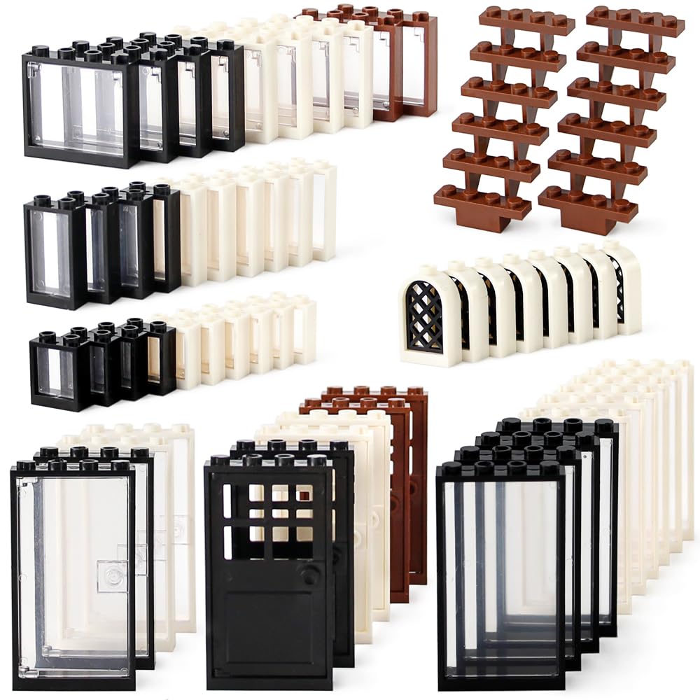 Feleph Windows and Doors Kit House Building Blocks Set 118 Pieces Bulk Pack