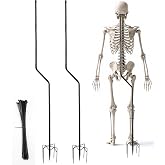 2Set Adjust Metal Skeleton Stand for 5.9/6.56ft Halloween Skeleton,30 Ties | Invisible Design Skeleton Support Holder for Outdoor Garden Yard Halloween Skull Decor Accessories(Skeletons Not Included)