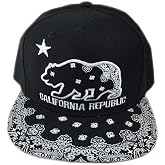 California CA Republic Cali Bear Paisley Bandana Flat Bill Hip Hop Cap Hat