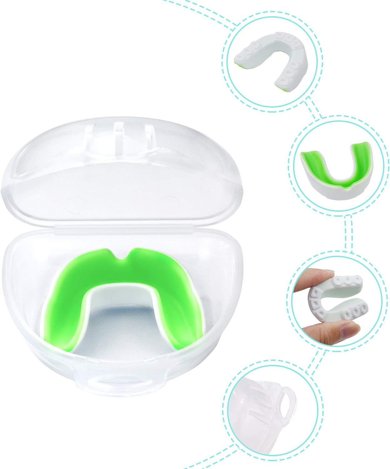 MENOLY 5 Pack Youth Mouth Guard Sports Mouth Guard for Kids Double Colored Kids for Football Basketball Boxing MMA Hockey with Free Case : Sports & Outdoors