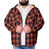 SONICDEGREE Big and Tall Flannel Jacket for Men Plaid Fleece Hoodie Zip Up Sherpa Lined Winter Coat, 2XL-8XL Plus Size