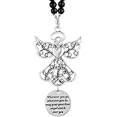 Car Charm for Rear View Mirror with Cross, Religious Christian Car Accessories Hanging Ornament - Meaningful Gift for New Drivers, Sweetest Day Gifts for Him (ANGEL)