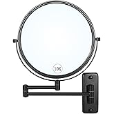 Large Size 9-in Wall Mounted Magnifying Makeup Mirror 1X/10X Magnification,Extendable Bathroom Mirrors Wall Mount Vanity Mirr
