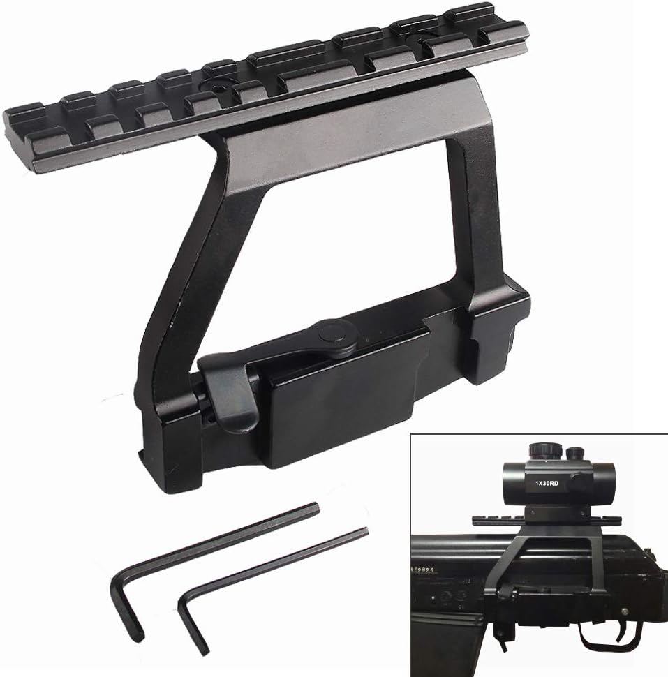 Scope Side Mount Tactical Side Rail Lock Scope Mount Base QD A-K Type Heavy Duty Fitting for 20mm Weaver Scope Airsoft (Type A)