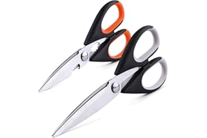 Kitchen Shears Scissors Cooking Scissors, ARCHIKING 2Pack Sharp scissors - Meat and Poultry Scissors, Dishwasher Safe, All-Purpose Stainless Steel Utility Scissors for Chicken fish vegetables bbq