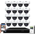 GW Security 16 Channel NVR 4K 8MP PoE 2.8-12mm Varifocal Zoom Security Camera System with 16 x 4K 8MP IP Microphone Waterproof Smart AI Dome Camera, Face Recognition/Human/Vehicle Detection