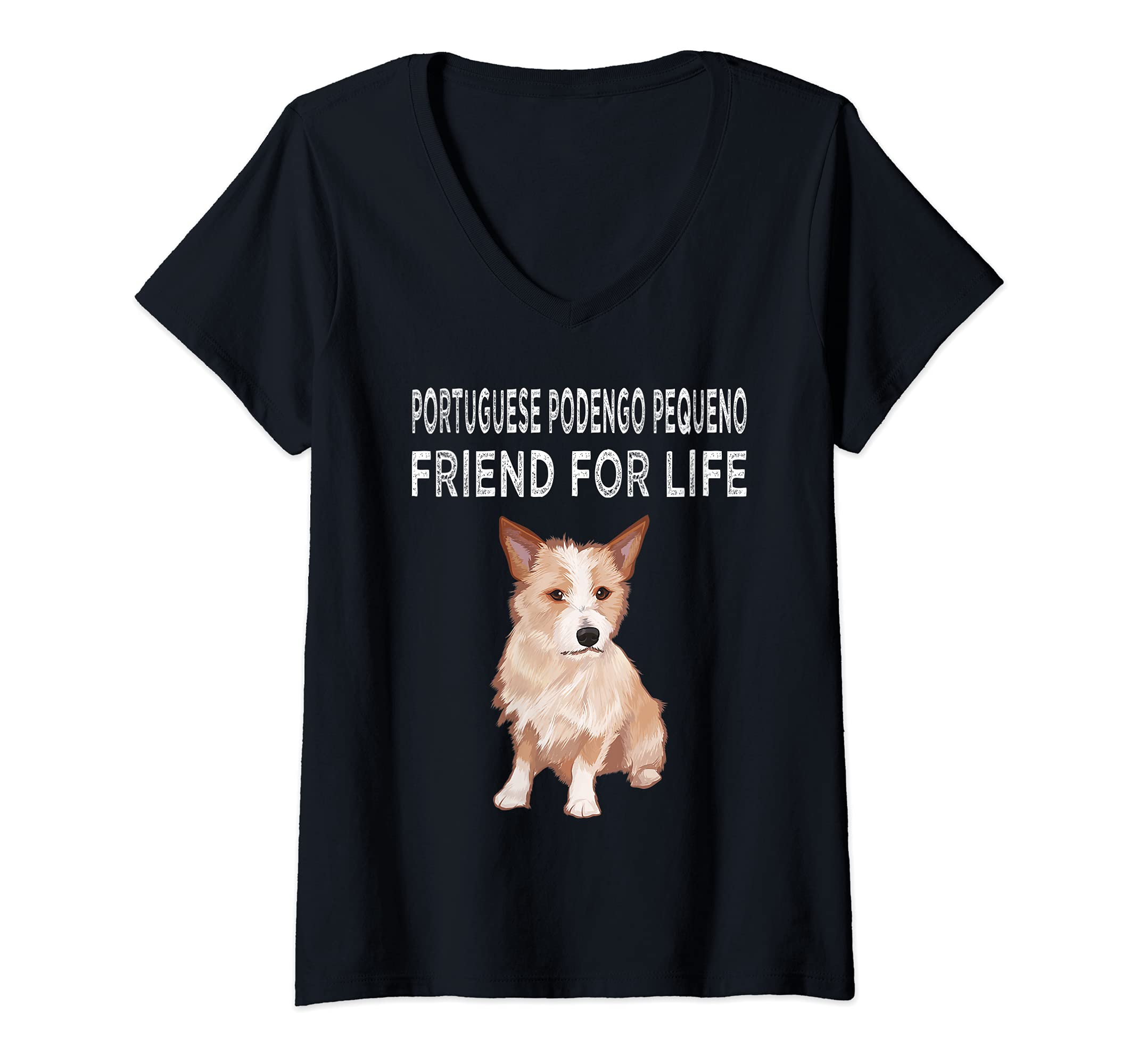 Womens Portuguese Podengo Pequeno Friend For Life Dog Friendship V-Neck T-Shirt