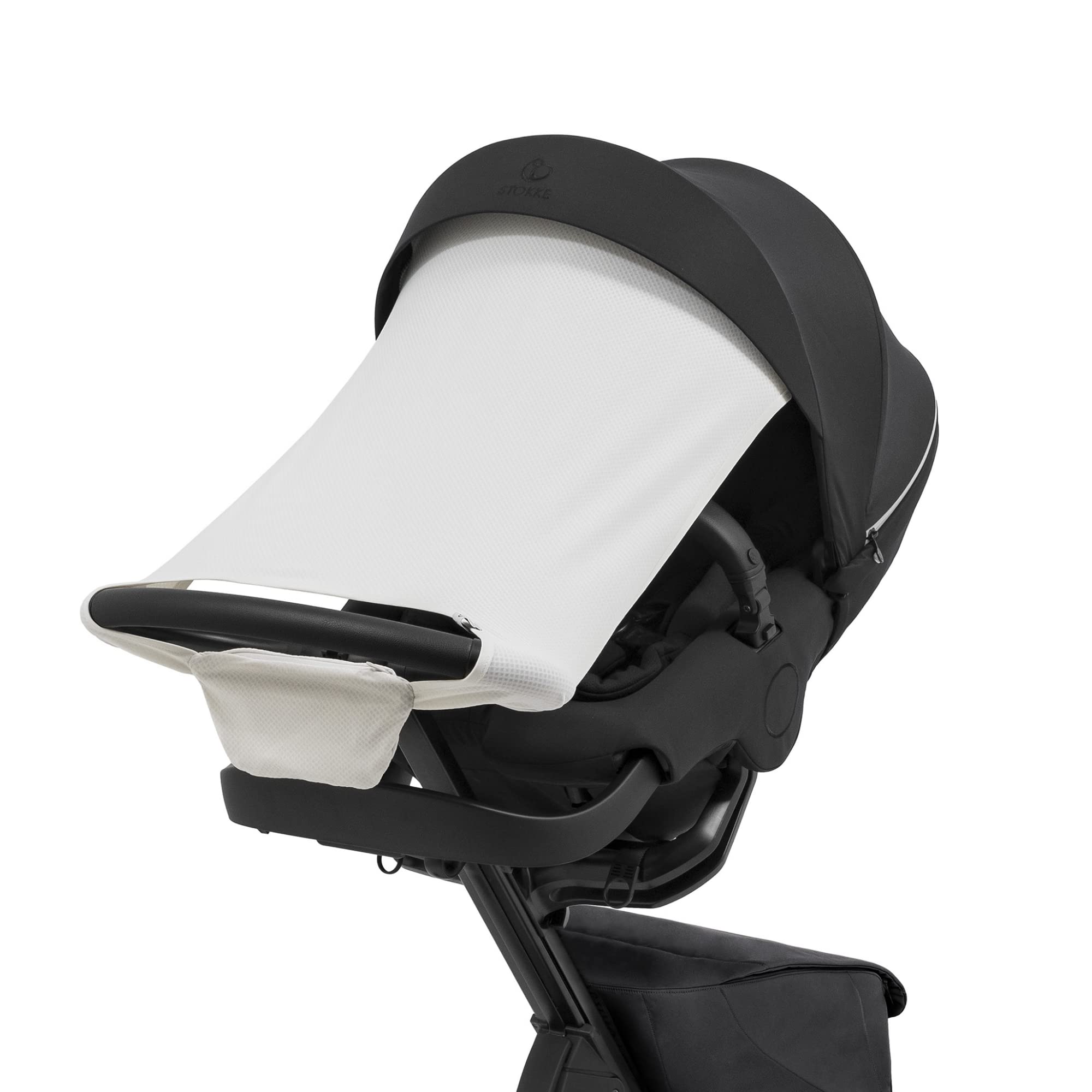 Stokke Xplory X Sun Shade, Light Grey - Protects Baby from Direct Sunlight - Lightweight, Easy to Attach to Pushchair - Made with Water-Repellent Materials & UPF 50+ Fabrics