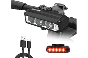 MIOAKAR 2022 Newest High Capacity Super Bright LED Bike Light,USB Rechargeable Bicycle Headlight-5 Modes,Waterproof Bike Headlight Taillight,Daytime Running Light,Men Women Bicycle Accessories